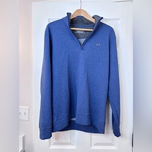Vineyard Vines Men's Blue 1/4 Zip-Up Sweater